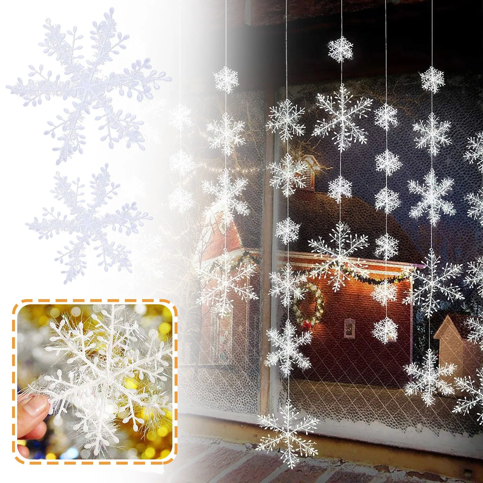 

30pcs Christmas Fake Snowflakes Xmas Tree Hanging Ornament Simulation Snowflakes Winter Party Christmas New Year Decoration