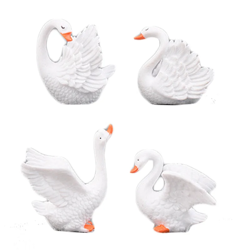 

10PCS White Lover Swan Miniature Figurine Cartoon Decoration Fairy Garden Animals Statue Home Ornaments Christmas Decoration