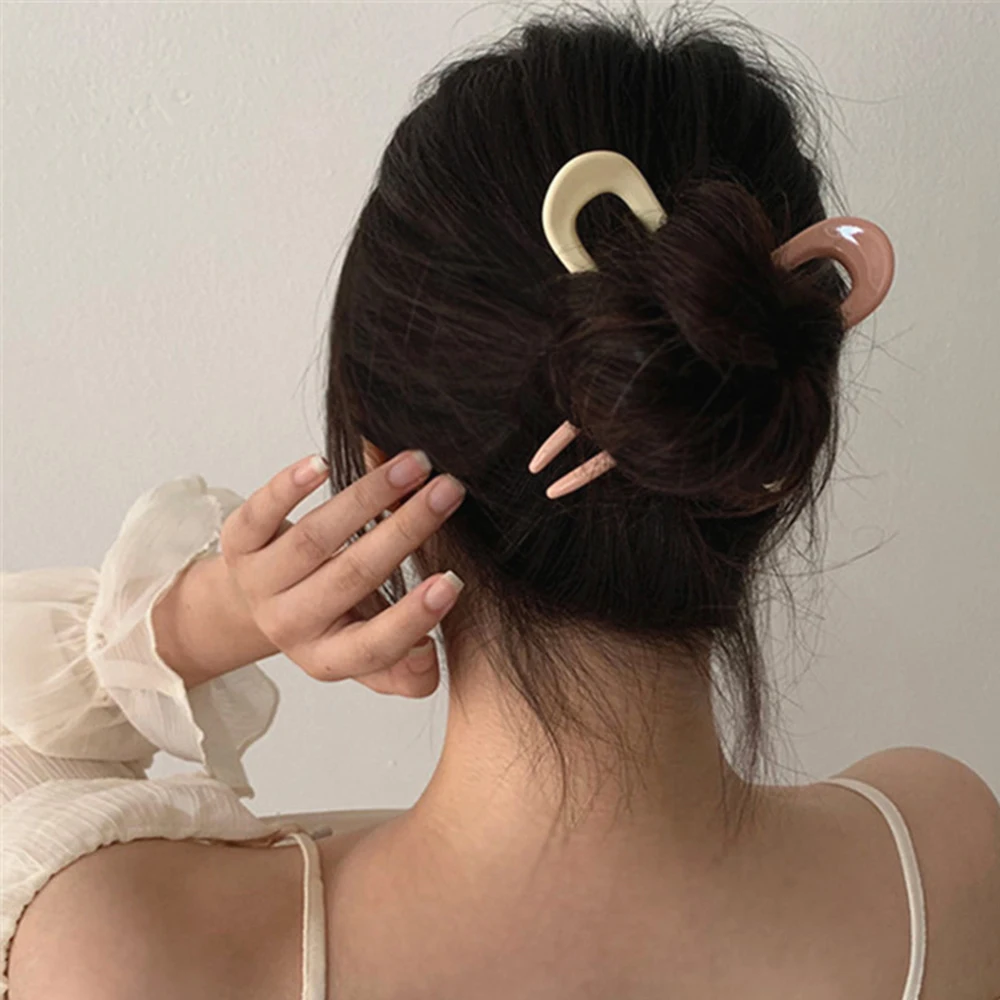 

Geometric Korean Elegance Multicolor U-shaped Acrylic Hair Sticks Hair Fork Hairpins Hair Accessories