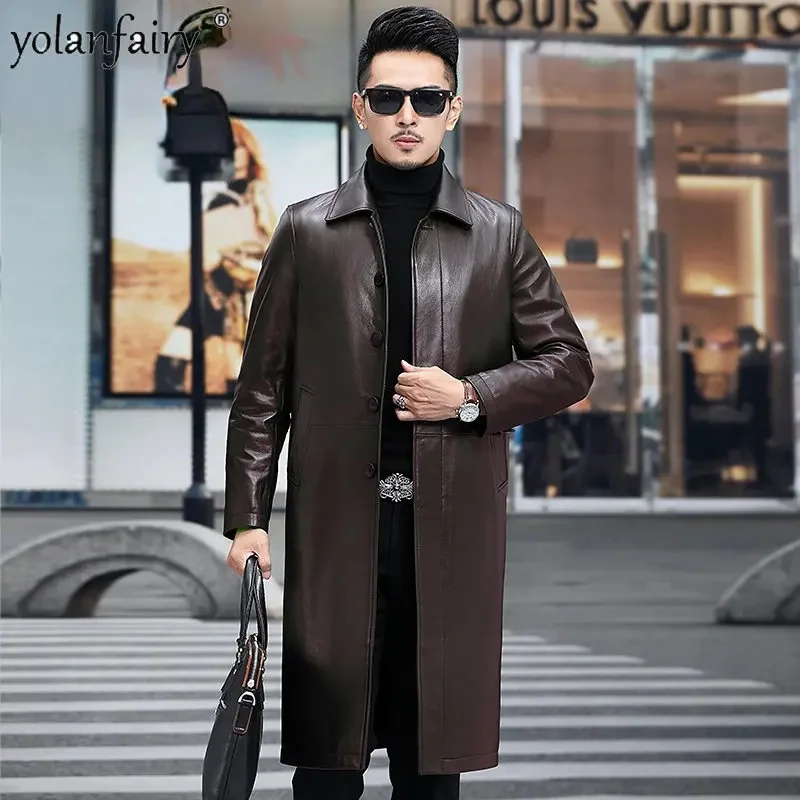 New Genuine Leather Jacket Men Top Layer Cowhide Knee Length Windbreaker Business Lapel Plush Coats Men's Coat Jaqueta F
New Genuine Leather Jacket Men Top Layer Cowhide Knee Length Windbreaker Business Lapel Plush Coats Men's Coat Jaqueta F