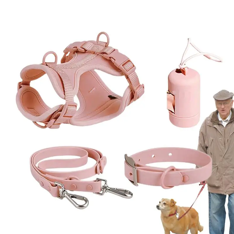 

Dog Harness Set No Pull Dogs Harness Multi-Function Lead Set Medium Dogs Easy Walk Everyday Adjustable Dog Collar Fashionable