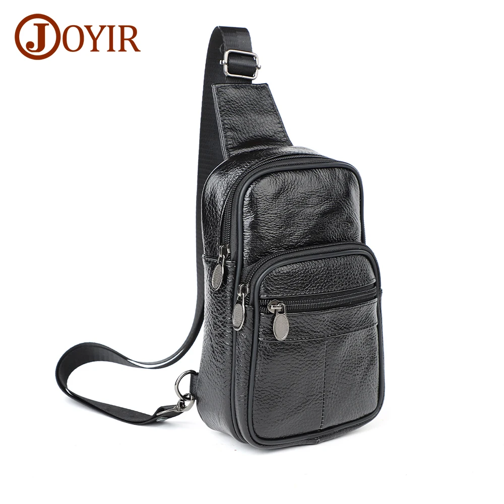 

JOYIR Genuine Leather Men Travel Sling Chest Packs Multifunction Messenger Bag for Male Trendy Casual Shoulder Bag Satchel Bags