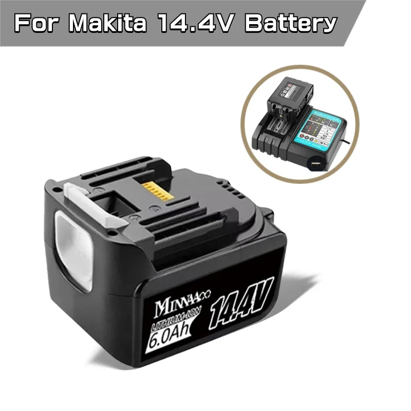 

Для Makita 6000 мАч 14,4 В перезаряжаемая батарея фотоиндикатор для BL1430 BL1415 BL1440 196875-4 194558-0 195444-8 14,4 В Ач