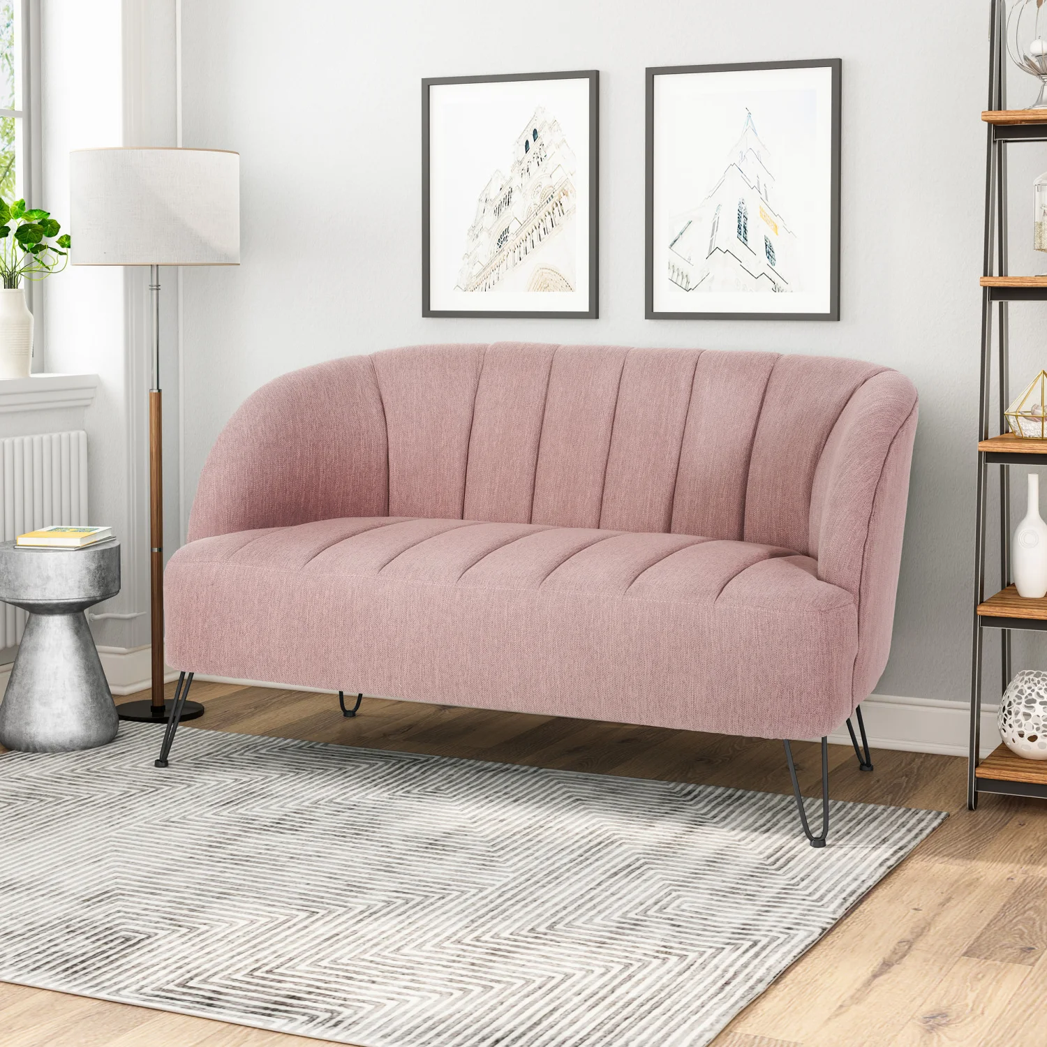 

Cozy, Elegant Gray Loveseat with Soft Cushions and Sturdy Wooden Frame for Living Room Décor - Classic Two-Seater Sofa Ideal fo