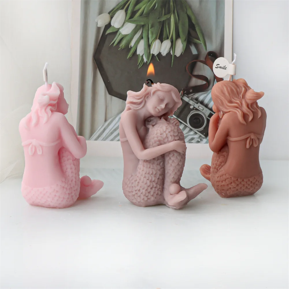 

Mermaid Candle Silicone Mold Aromatherapy Resin Gypsum Model Aromatherapy Valentine's Day Atmosphere Decoration