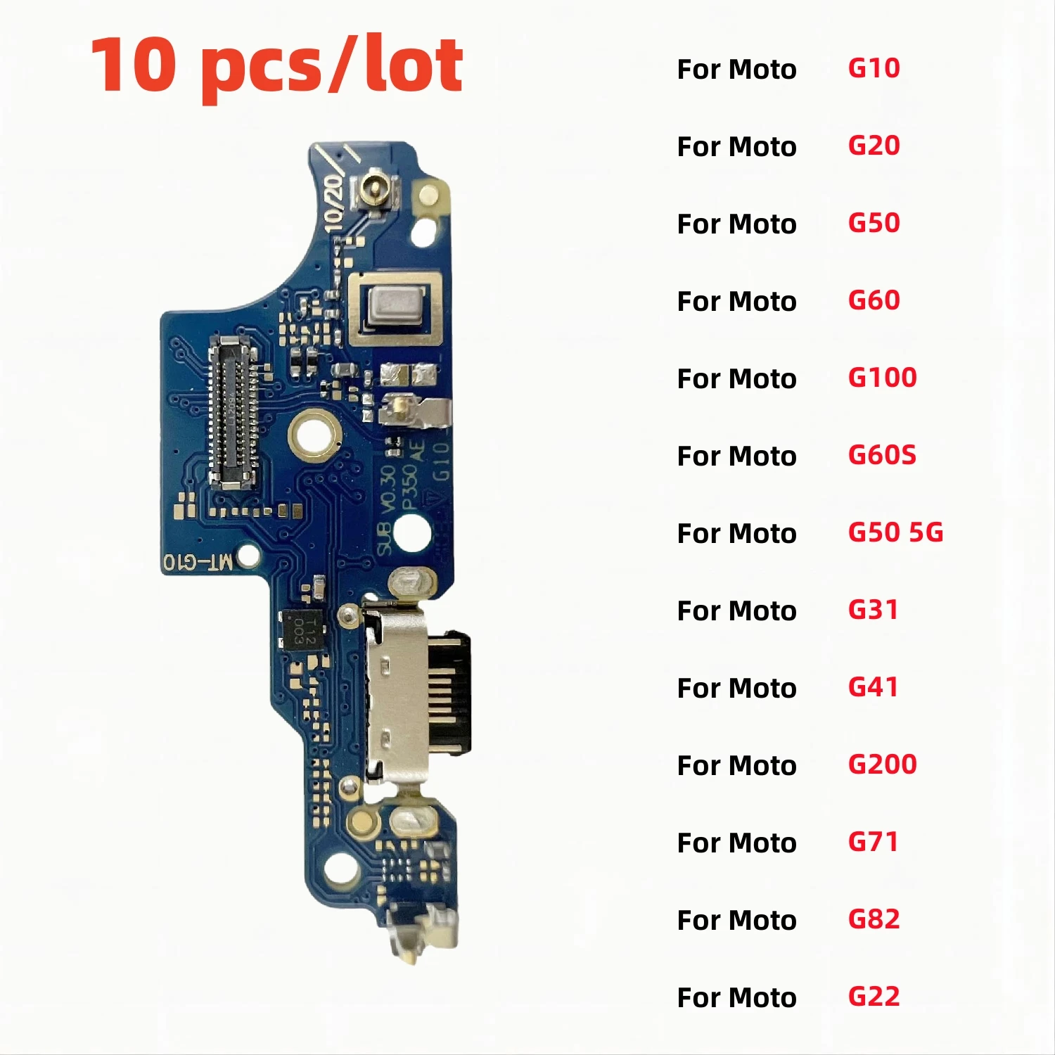 

10 Pcs/Lot USB Charger Connector Charging Port Flex Cable For Motorola Moto G10 G20 G50 G60 G60s G100 G31 G41 G71 G82 G22 G200