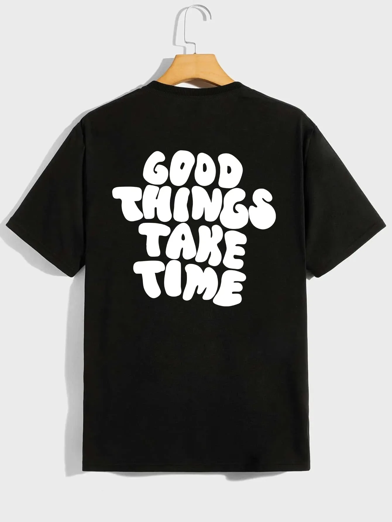 

Good things take time Pattern Print Men's Comfy T-shirt, Graphic Tee Men's Summer Outdoor Clothes, Men's Clothing, Tops For Men