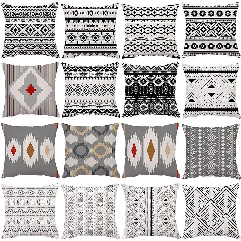 

Linen Pillowcase Home Black and White Geometric Linen Pillow Case Bohemian Graphic Pillow Cushion Pillow Cover