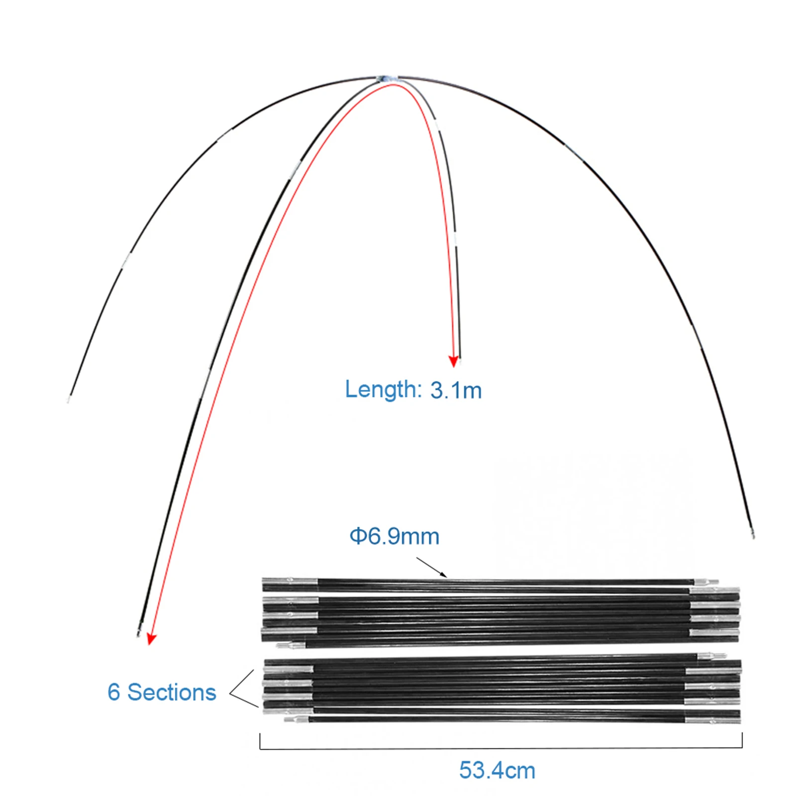Brand New Tent Rod Camping Anti-corrosion Stretchable String Inside Awning Frames Support Rods Convenient To Carry
Brand New Tent Rod Camping Anti-corrosion Stretchable String Inside Awning Frames Support Rods Convenient To Carry
