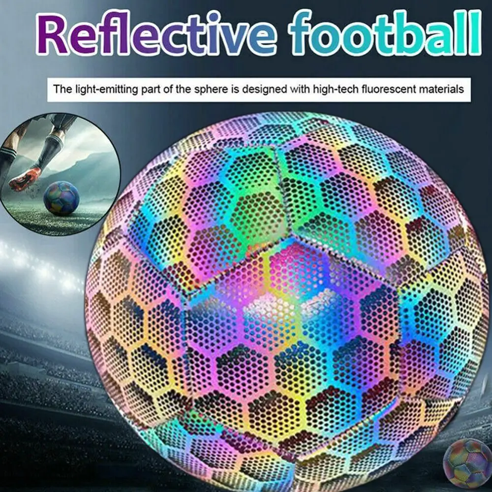 

Regular 11-players Reflective Soccer Ball PU Honeycomb Pattern Cool Glow Football Luminous Night Glow Football Student Adult