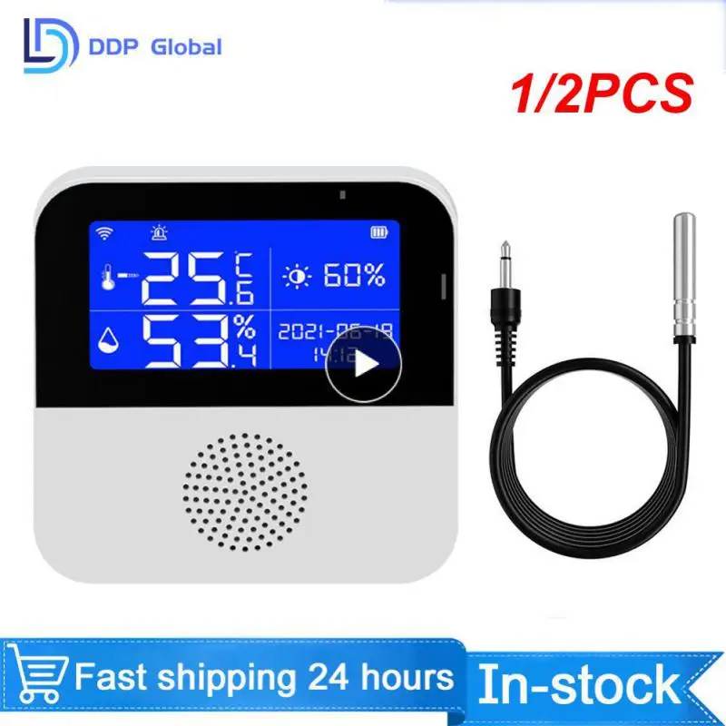 

1/2PCS Tuya WiFi Temperature Humidity Sensor With External Probe LCD Screen Remote Monitor Indoor Thermometer Hygrometer Smart