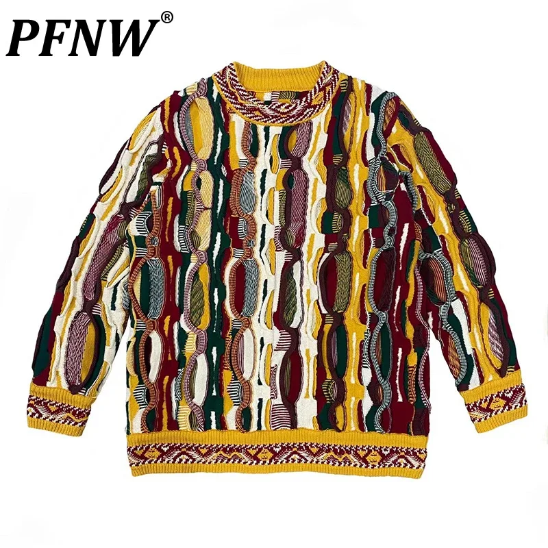 PFNW Autumn Men's Vintage Contrast Color Warm Sweater Fashion Y2K Design Striped Jacquard Comfortable Leisure Pullovers 12Z1644
PFNW Autumn Men's Vintage Contrast Color Warm Sweater Fashion Y2K Design Striped Jacquard Comfortable Leisure Pullovers 12Z1644