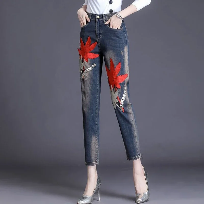 Embroidered Pants for Woman Straight Leg Trousers High Waist Shot with Pockets Women's Jeans South Korea Good Quality Summer Xxl
Embroidered Pants for Woman Straight Leg Trousers High Waist Shot with Pockets Women's Jeans South Korea Good Quality Summer Xxl