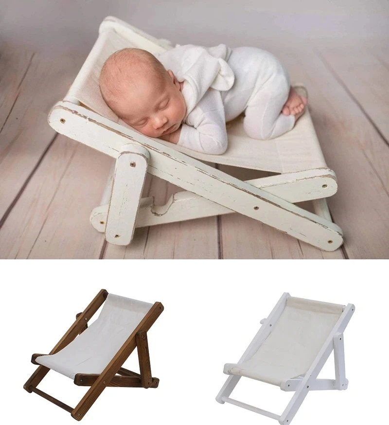 

Newborn Photography Props Beach Deck Chair Bed Wooden Baby Photo Posing Assisted Sofa Photoshoot Studio Accessories Fotografia