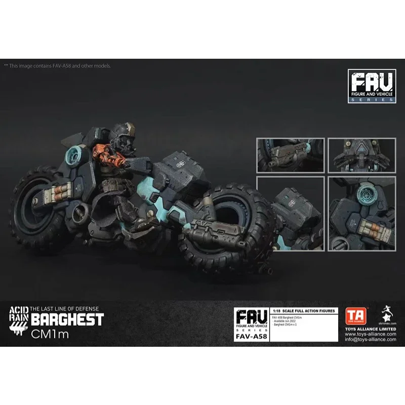 Оригинальная Коллекционная экшн-фигурка из коллекции «кислотный дождь», модель 1:18 FAV-A58 Barghest CM1m Motocycle, последняя линия защиты, кукла, игрушка
Оригинальная Коллекционная экшн-фигурка из коллекции «кислотный дождь», модель 1:18 FAV-A58 Barghest CM1m Motocycle, последняя линия защиты, кукла, игрушка