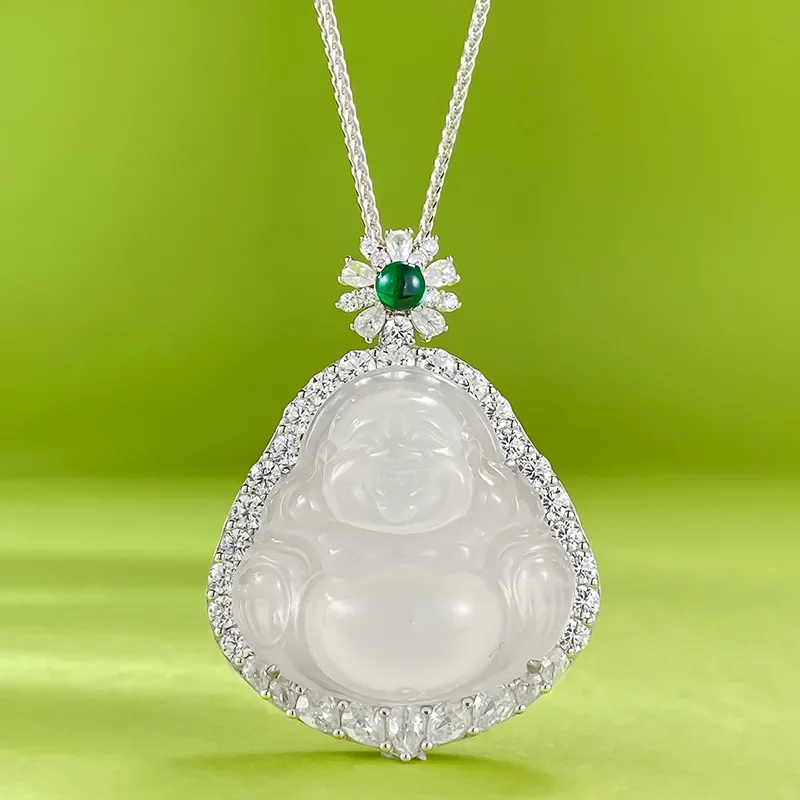 2023 New S925 Silver Inlaid Myanmar Natural Water Foam Jade Buddha Gong Pendant High Ice White Jade Marrow Necklace
2023 New S925 Silver Inlaid Myanmar Natural Water Foam Jade Buddha Gong Pendant High Ice White Jade Marrow Necklace