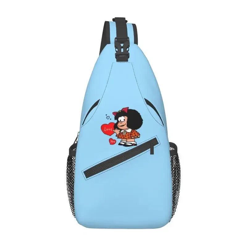 

Нагрудная Сумка-слинг Mafalda Love You, персонализированный мультяшный комикс Quino, рюкзак через плечо для мужчин, дорожный походный рюкзак