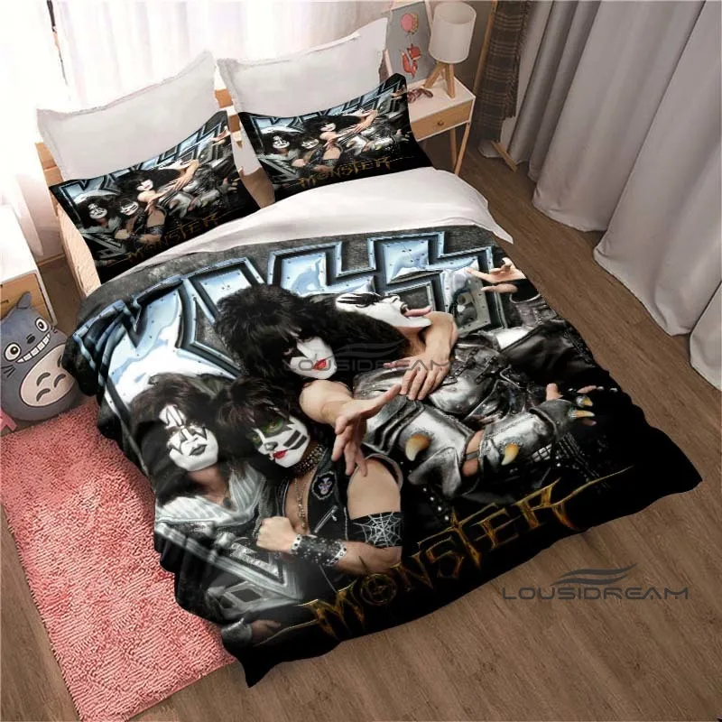 

KISS Rock Band Bedding Set Fashion 3D Printing Home Decoration Boy Girl King Size Bedding Set Quilt Cover Pillowcas