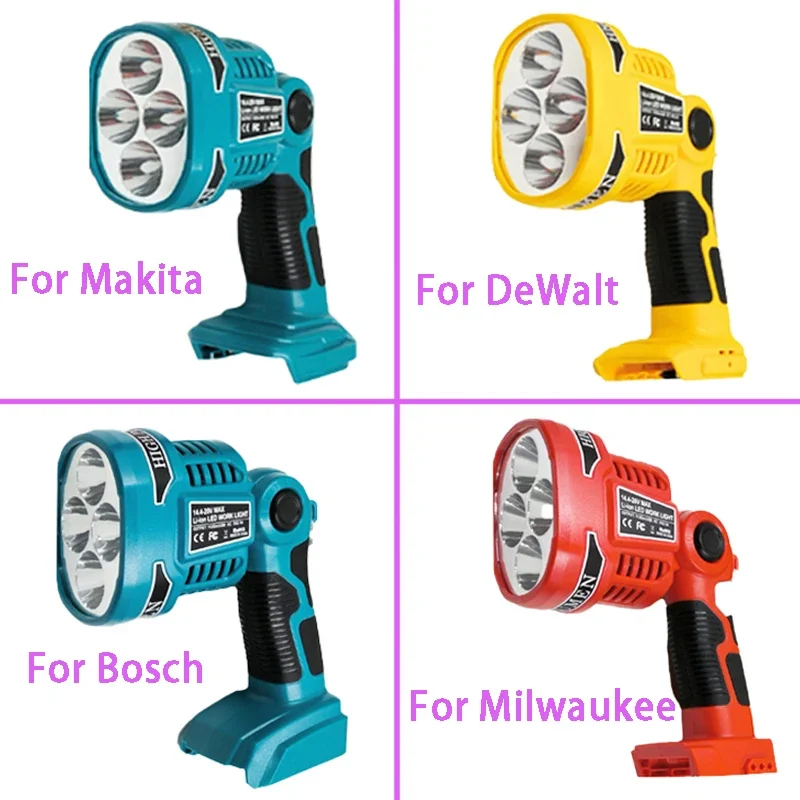

Внешний фонарь, Рабочая лампа, фонарик, ручной фонарь для Makita, для Bosch, литий-ионной батареи Milwaukee