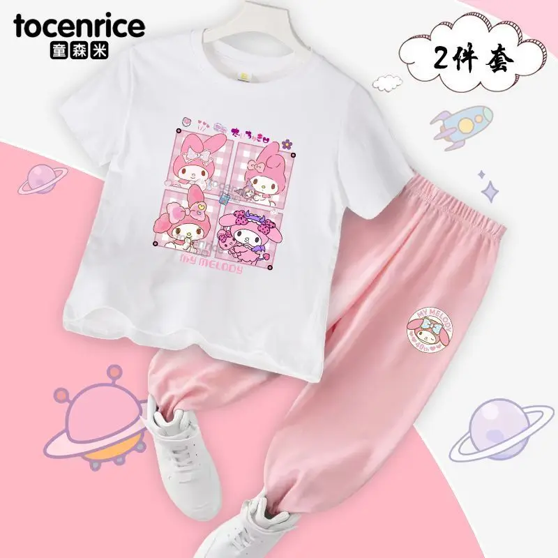 Sweet My Melody Anime Kawaii Sanrio Short Sleeve Shirt Pants Summer Cute T-Shirt Casual Trousers Clothing Set Toys for Kids
Sweet My Melody Anime Kawaii Sanrio Short Sleeve Shirt Pants Summer Cute T-Shirt Casual Trousers Clothing Set Toys for Kids