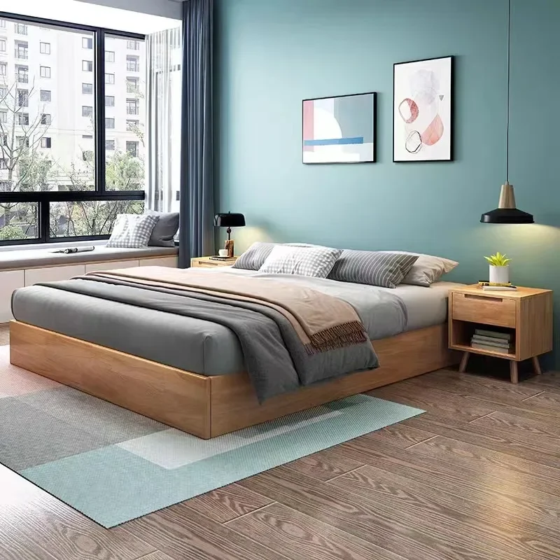 

Кровать-татами из массива дерева, Современная Минималистичная неприкроватная передвижная кровать, 1,8 м, двуспальная кровать для отеля