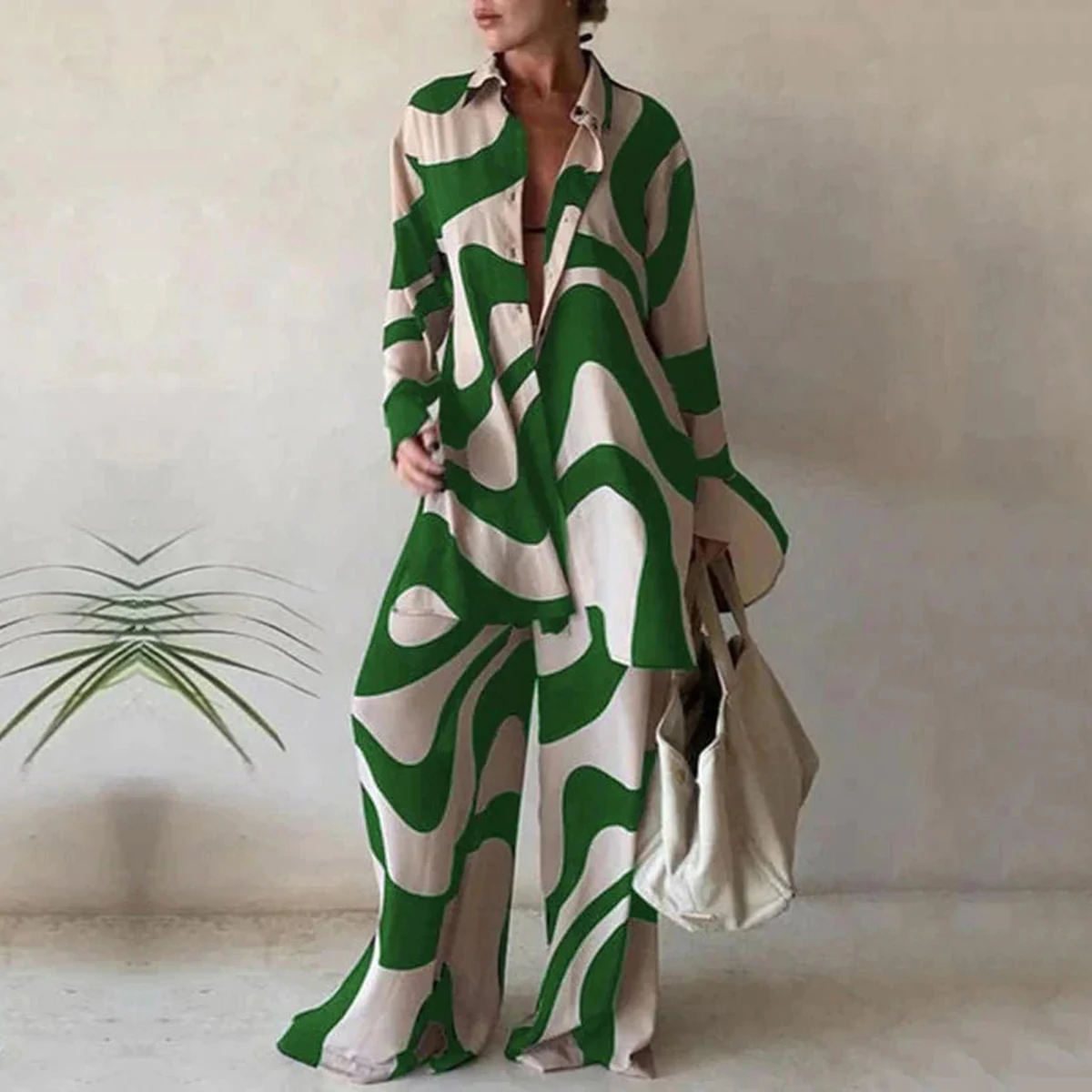 Uoozee Female Summer Casual Suits Stylish Urban Loose Printed Lapel Long Sleeves Tops Wide Leg Pants Two Pieces Set For Women
Uoozee Female Summer Casual Suits Stylish Urban Loose Printed Lapel Long Sleeves Tops Wide Leg Pants Two Pieces Set For Women