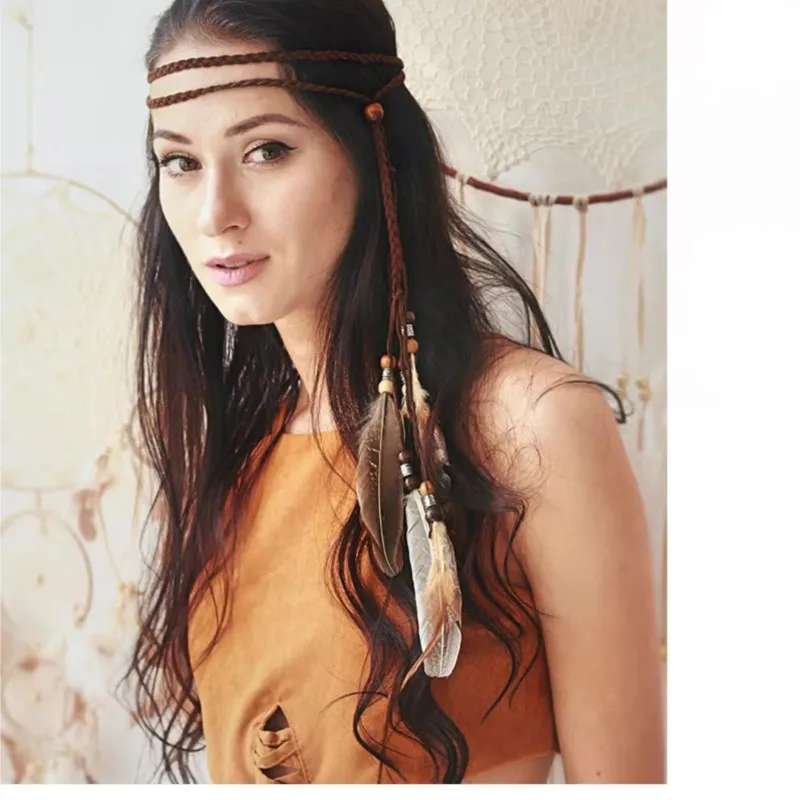 

Bohemian Style Head Accessories Feather Hair Band Tribal Ethnic Tourism Rope Dance Vacation