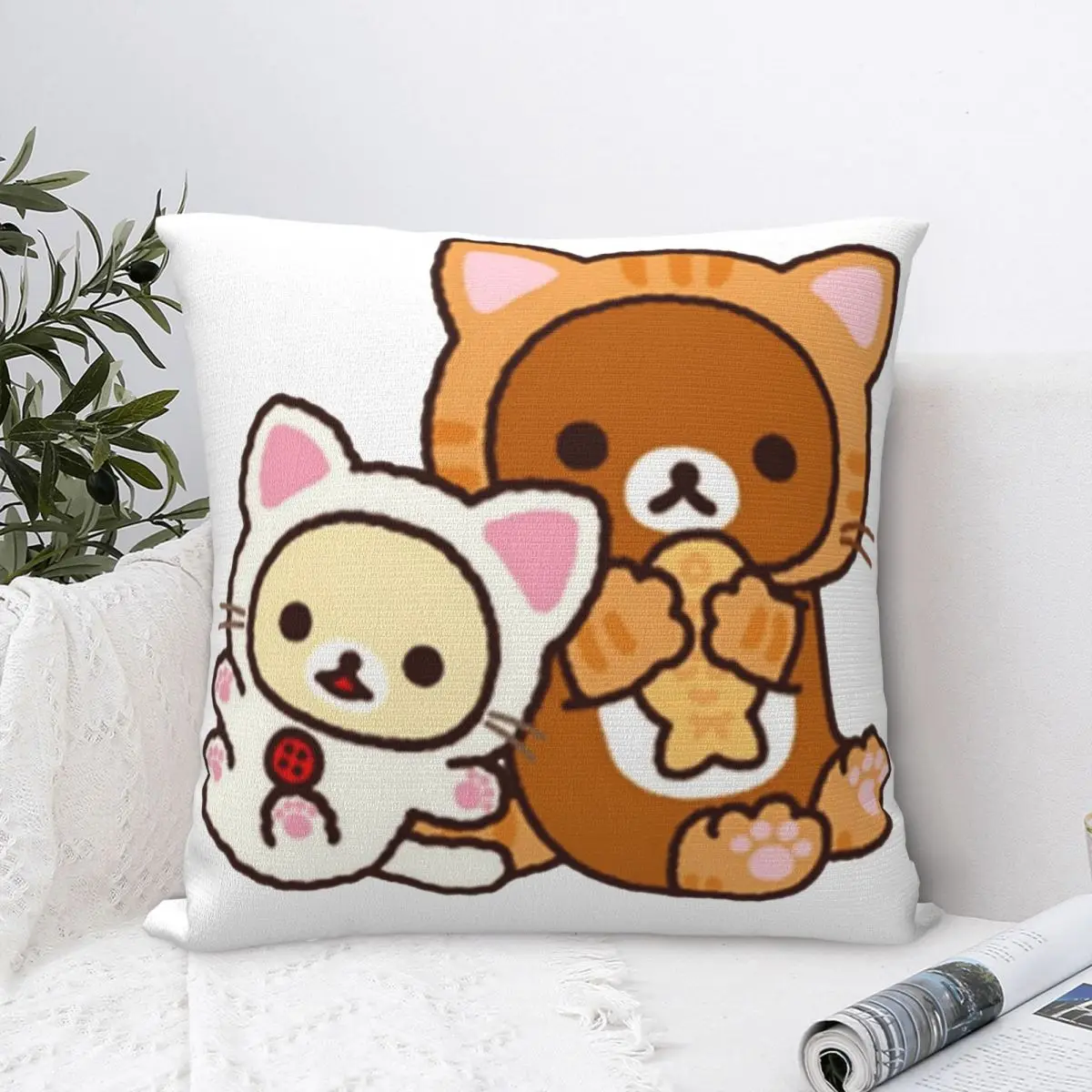 

Rilakkuma Korilakkuma Pillowcases Sofa Cushion Case Cool Throw Pillow Case 45*45