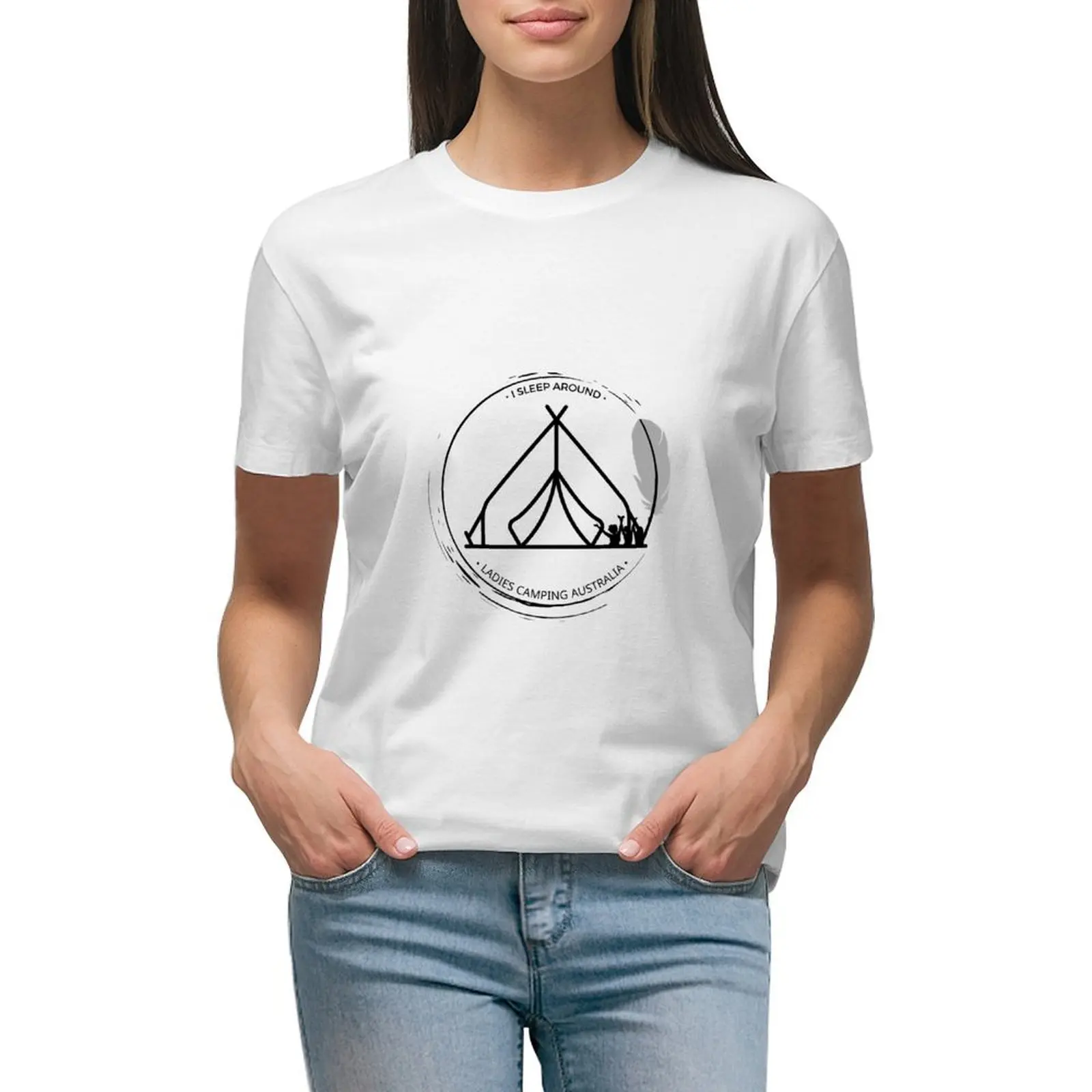 

International /Gypsy text Design-Ladies Camping Australia T-shirt cute clothes Blouse rock and roll t shirts for Women