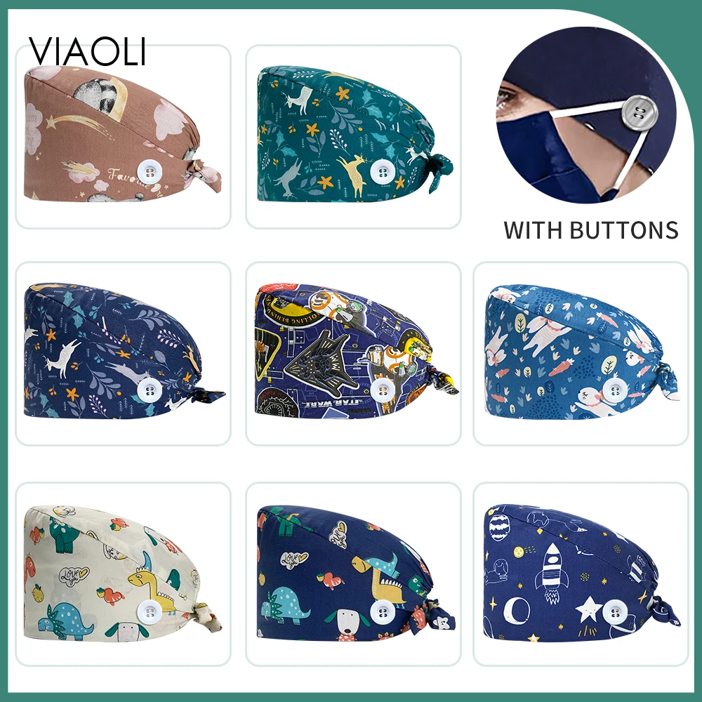 Pure Cotton Scrub Nurse Hats Floral Sanitary Tail Caps with Sweatband Cartoon Printing Nursing Caps Confortable Surgical Hat New
Pure Cotton Scrub Nurse Hats Floral Sanitary Tail Caps with Sweatband Cartoon Printing Nursing Caps Confortable Surgical Hat New