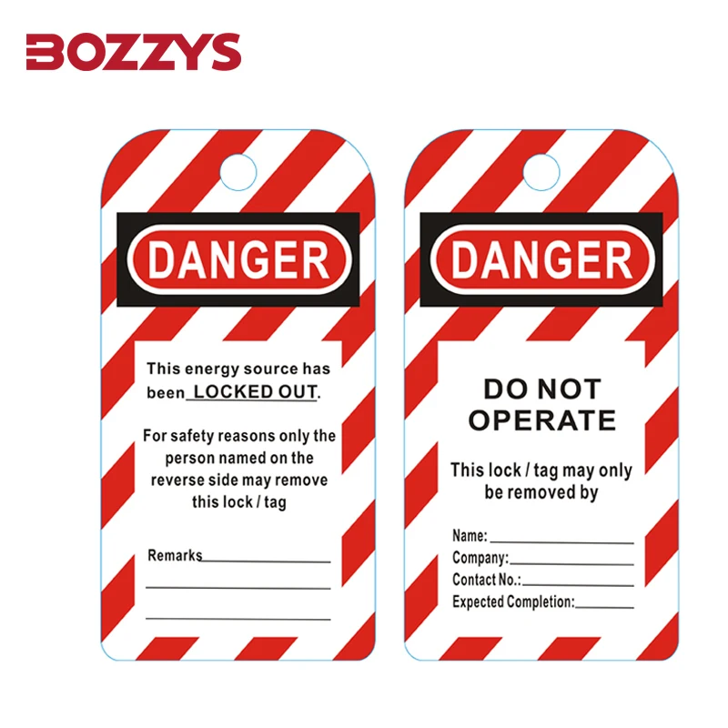 

BOZZYS PVC Material Universal Style Electrical Lockout Tags with 10MM Buttonhole for Insturial Lockout-tagout
