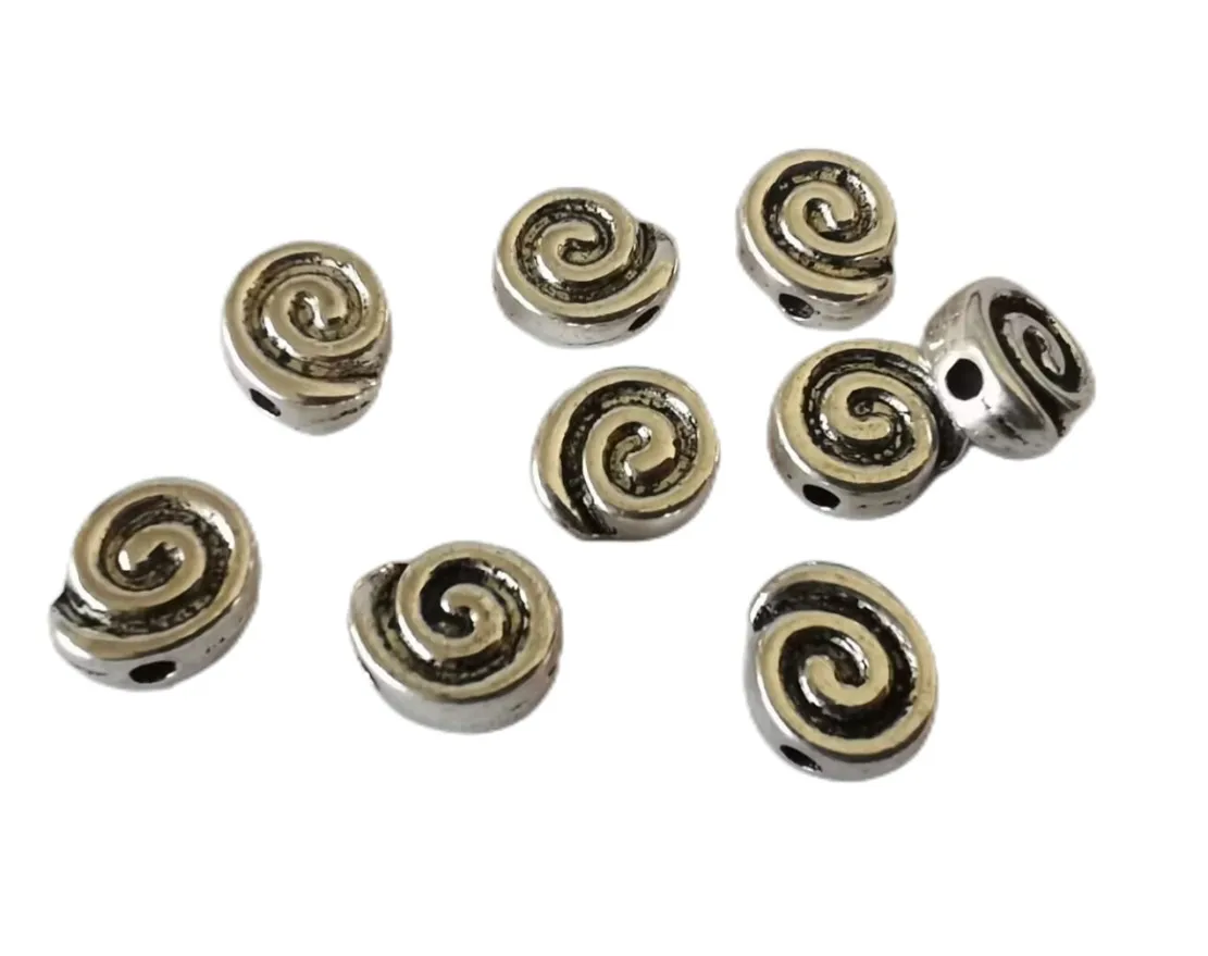 70PCS Antiqued Silver Metal Flat Round Spiral Spacer Beads 8mm for Jewelry Making
70PCS Antiqued Silver Metal Flat Round Spiral Spacer Beads 8mm for Jewelry Making
