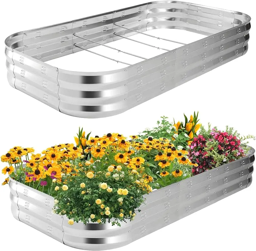 Raised Garden Bed 2Pcs,Galvanized Boxes Outdoor for Vegetables Flowers Herb,Rectangular Planter Beds Kit w/ Weed Barrier Fabric
Raised Garden Bed 2Pcs,Galvanized Boxes Outdoor for Vegetables Flowers Herb,Rectangular Planter Beds Kit w/ Weed Barrier Fabric
