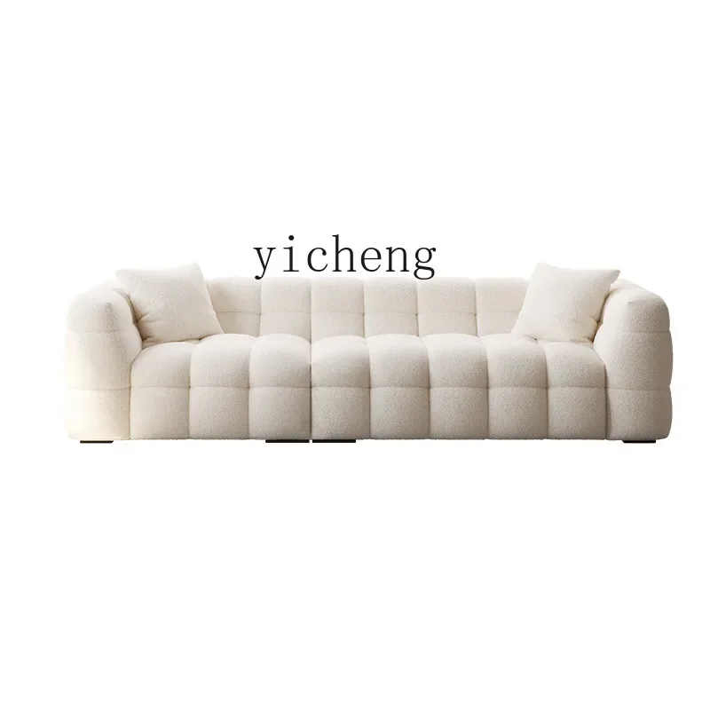 

ZC Lambswool Fabric Sofa Modern Minimalist Cotton Candy Nordic Living Room Small Apartment Straight Row Sofa