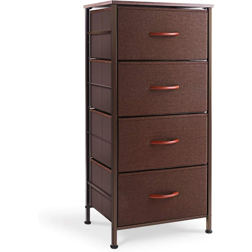 

ROMOON Dresser for Bedroom, Small Dresser with 4 Storage Drawers, Chest of Fabric Drawers with Sturdy Steel Frame and