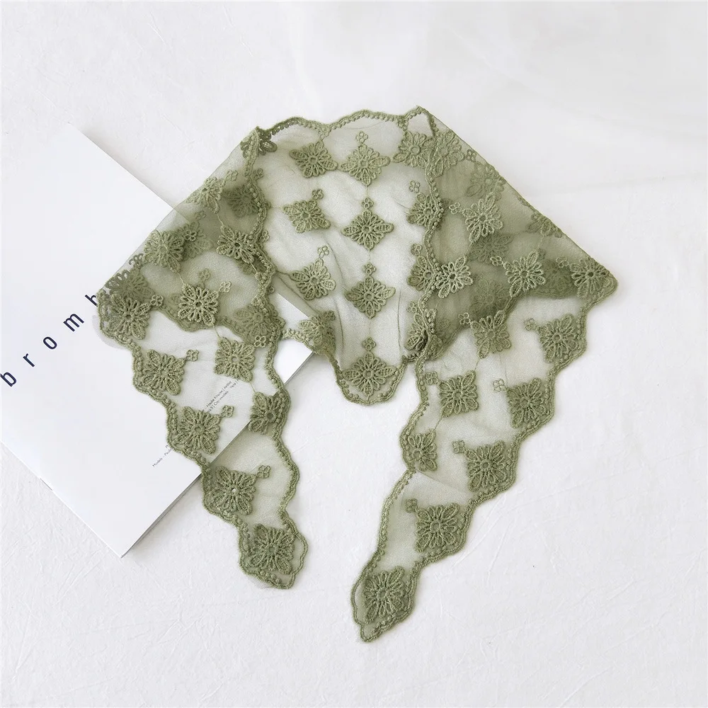 

26x100CM Pashmina Knit Head Scarf Embroidered Rhombus Wrap Shawl Transparent Lace Bandana Long Sunflower Scarves Women Foulard