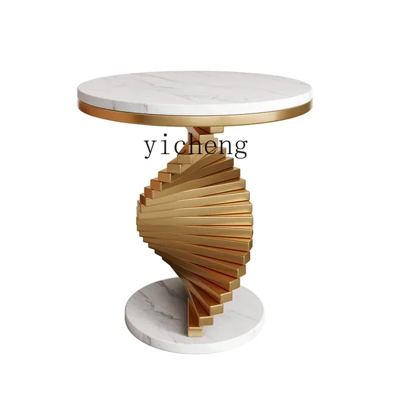

Zk Mild Luxury Marble Side Table Living Room Sofa Side Table Balcony Small round Table Bedside Cabinet