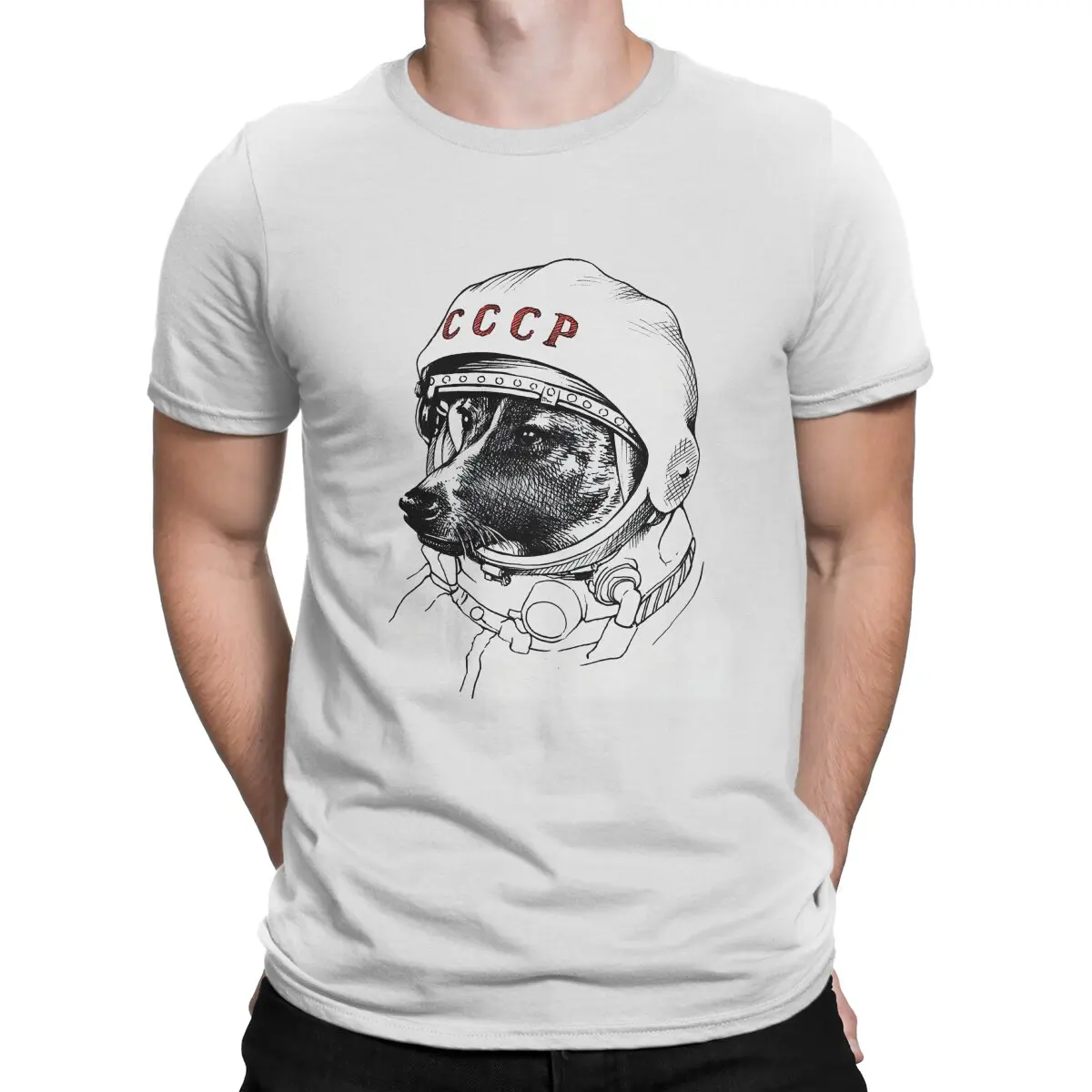 

Laika Space Traveler Man's TShirt The Martian Astronaut Crewneck Tops 100% Cotton T Shirt Humor High Quality Gift Idea