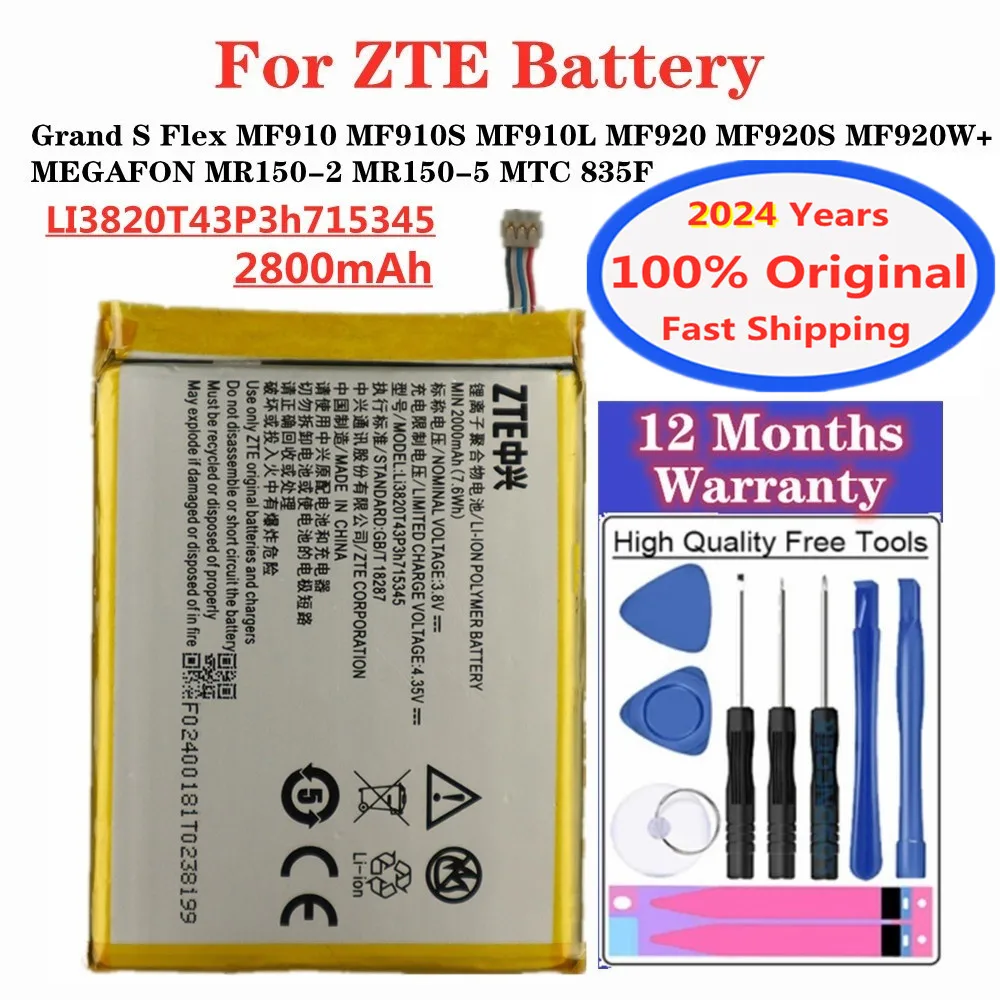 

2800mAh LI3820T43P3h715345 Original Battery For ZTE Grand S Flex MF910 MF910S MF910L MF920 S MF920W+ MEGAFON MR150 5 2 MTC 835F