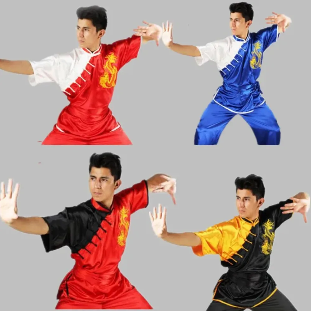 

Martial Art Uniform Kung Fu Suits Short Sleeve Tai Chi Clothing Chinese Traditional Folk Taiji Outdoor Walking Morning Sprots