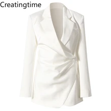 Creatingtime 2022 Spring New Fashion Tide Women Solid Color Pleated Asymmetric Notched Long Sleeves Single Button Blazer GA220
Creatingtime 2022 Spring New Fashion Tide Women Solid Color Pleated Asymmetric Notched Long Sleeves Single Button Blazer GA220
