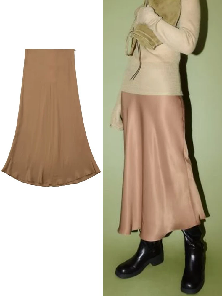 TRAF Spring Autumn Women Silk Satin Texture A-line Midi Long Skirts 2023 Fashion Vintage High Waist Causal Elegant Slim Skirts
TRAF Spring Autumn Women Silk Satin Texture A-line Midi Long Skirts 2023 Fashion Vintage High Waist Causal Elegant Slim Skirts