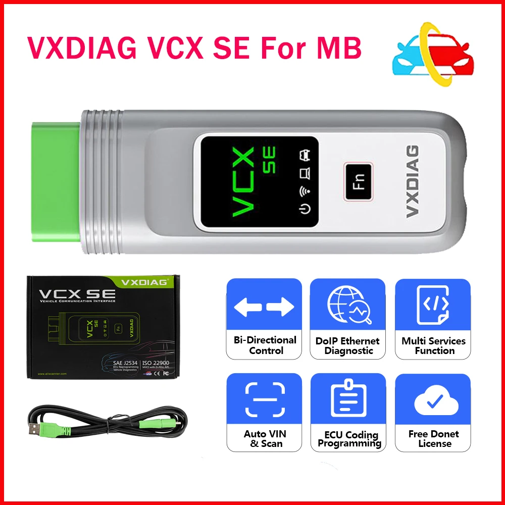 

VXDIAG VCX SE VX408 For Merc-edes Ben-z OBD2 Scanner Professional C6 Star Diagnosis Full System Diagnostic Coding J2534 Program