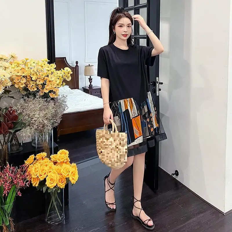 2022Summer New French Simple Casual Loose Thin Fresh Fake Two-piece T-shirt Dress Women Hepburn Little Black Dress Free Shipping
2022Summer New French Simple Casual Loose Thin Fresh Fake Two-piece T-shirt Dress Women Hepburn Little Black Dress Free Shipping