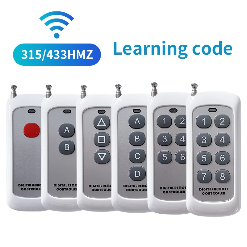 

433MHz Remote Control Learning Code 1527 Long Range Wireless Presenter Controller Transmitter RF Module ABCD2/4/6/8 Keys 315MHz