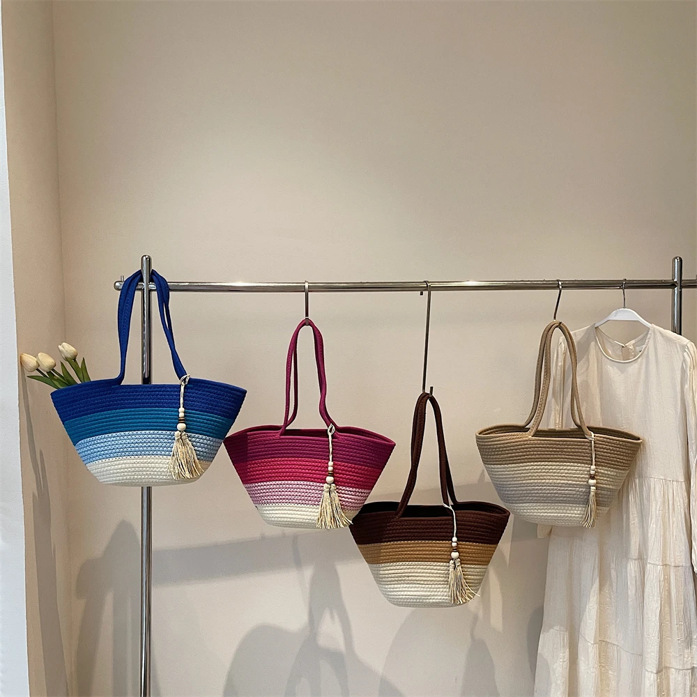 Striped Cotton Rope Tote with Tassel 19 Sa0eb1e55eeb54755815efb931720c95eu