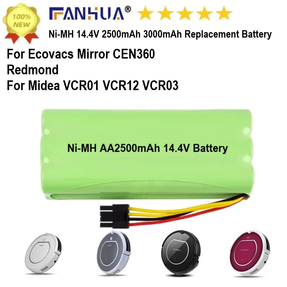 

Ni-MH AA 3000mAh for ECOVACS Deebot Deepoo 14.4V Rechargeable battery Midea VCR01 VCR03 Mirror CEN360 Redmond vacuum cleaner