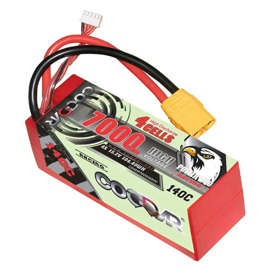 CD4S1P7000140HV 7000MAH 4S 15.2V 140C HV 1:8 Off-road RC Model Rechargeable Lithium Battery Pack
CD4S1P7000140HV 7000MAH 4S 15.2V 140C HV 1:8 Off-road RC Model Rechargeable Lithium Battery Pack