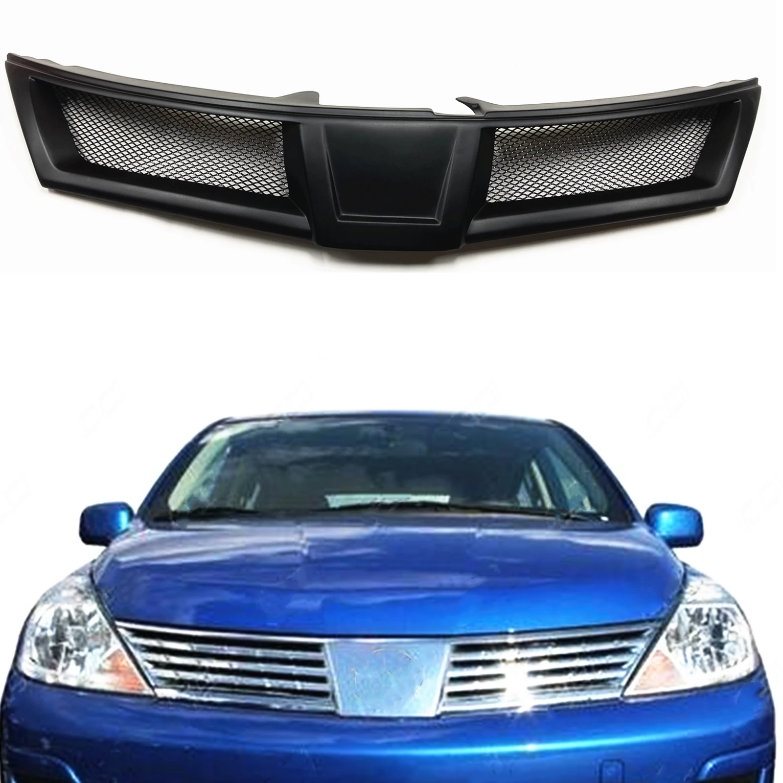 

Передняя решетка гриль для Nissan Versa 2007 2008 2009 2010 2011 2012 сот стиль стекловолокно/углеродное волокно верхний бампер