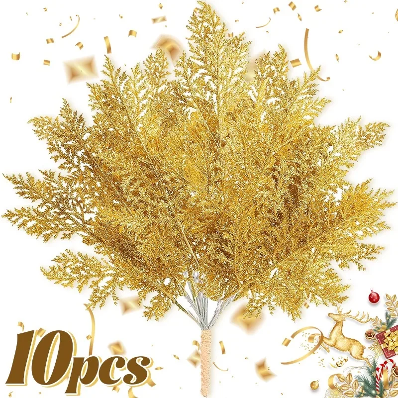 1-10pcs Artificial Pine Branches Xmas Tree Ornaments Glitter Gold Sequin Leaves Fake Plants Christmas Party Home Decor Supplies
1-10pcs Artificial Pine Branches Xmas Tree Ornaments Glitter Gold Sequin Leaves Fake Plants Christmas Party Home Decor Supplies